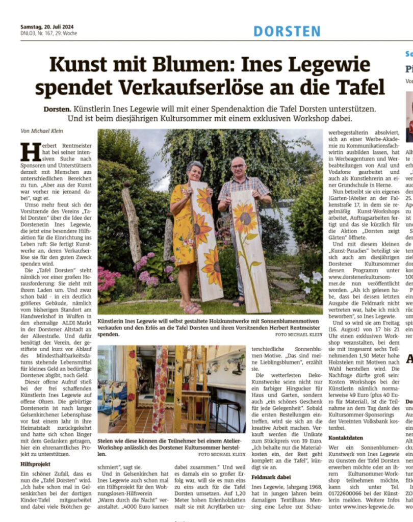 Zeitungsartikel: Legewie spedet Verkauferlöse an die Tafel