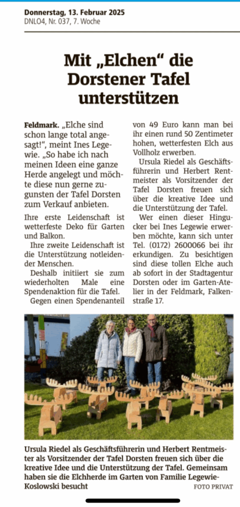 Artikel: Mit "Elchen" die Dorstener Tafel unterstützen
